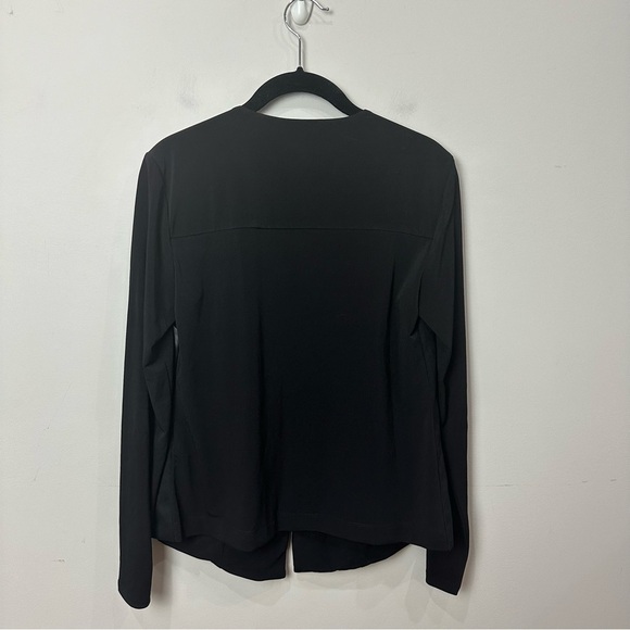 Calvin Klein Open Front Draped Faux Leather Suede Lightweight Jacket Black - Picture 2 of 7